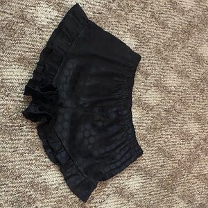 Women's Black Ruffle Sleep Shorts with Dot Texture